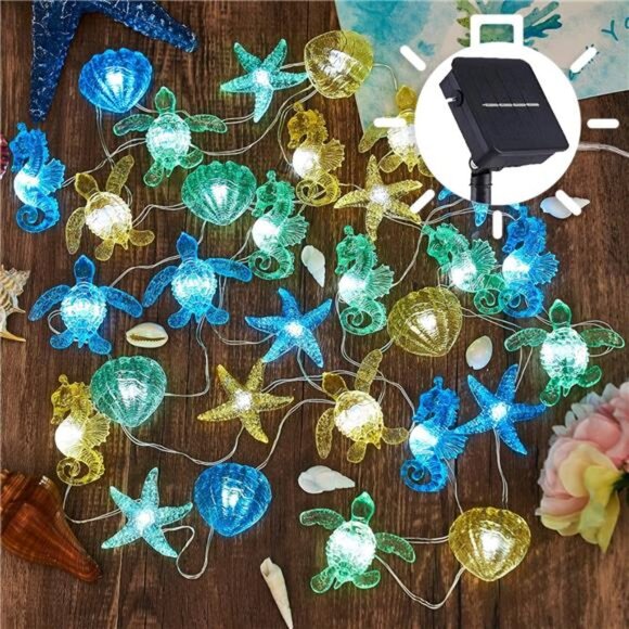 Solar String Lights Outdoor Garden Lights Marine Life Solar Fairy Garden Lights